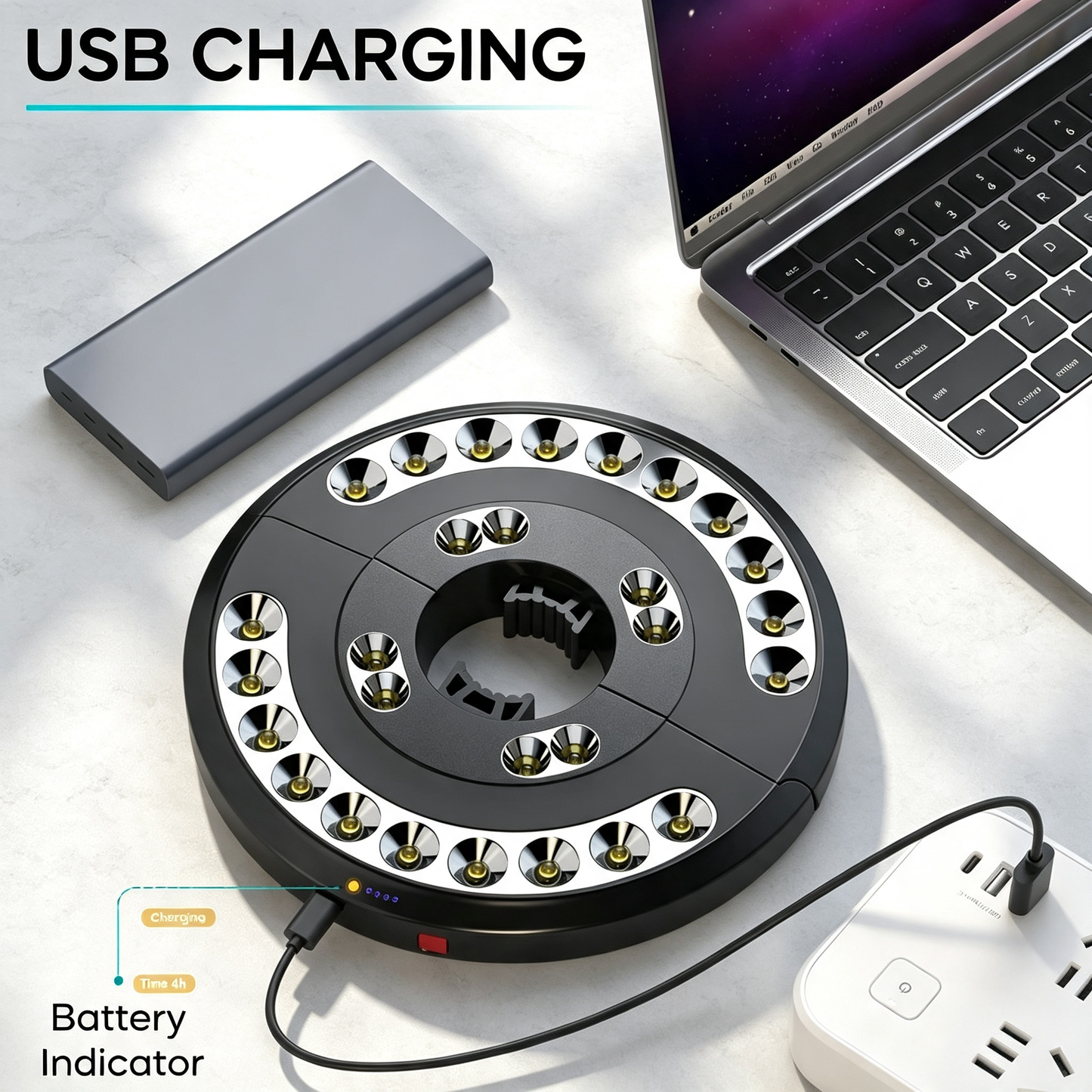 USB Rechargeable Patio Umbrella LED Pole Light