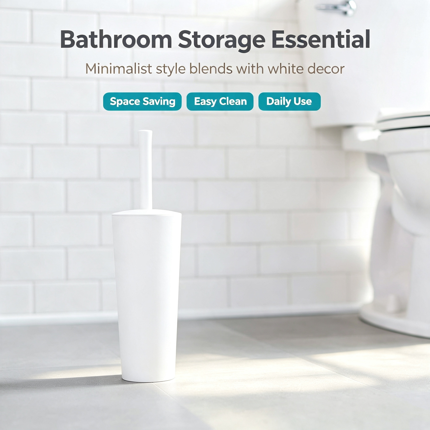 Modern Toilet Brush with Tall Cylinder Holder