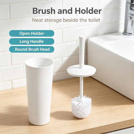 Modern Toilet Brush with Tall Cylinder Holder
