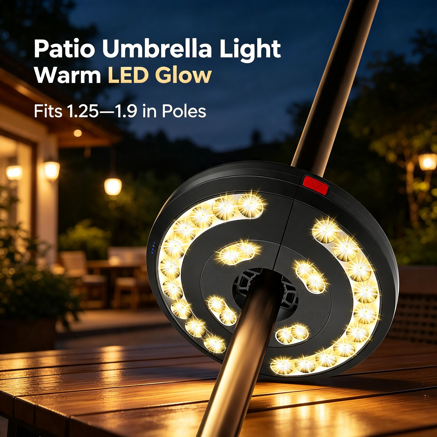 USB Rechargeable Patio Umbrella LED Pole Light