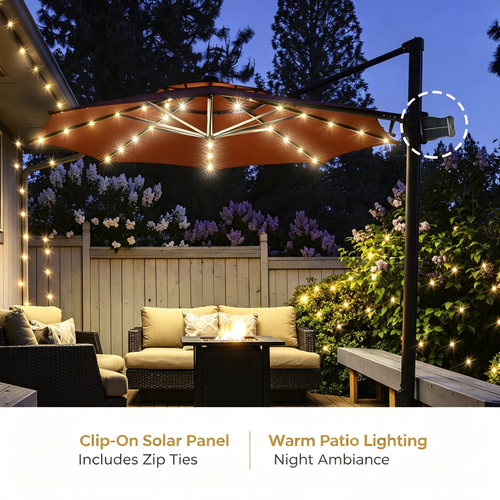 Clip‑on Solar Powered Umbrella String Lights