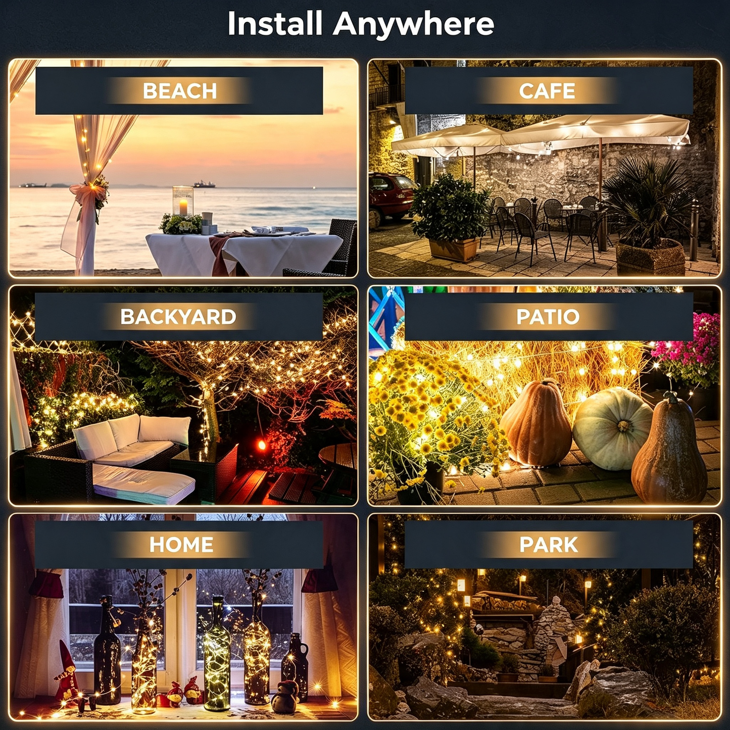 Clip‑on Solar Powered Umbrella String Lights