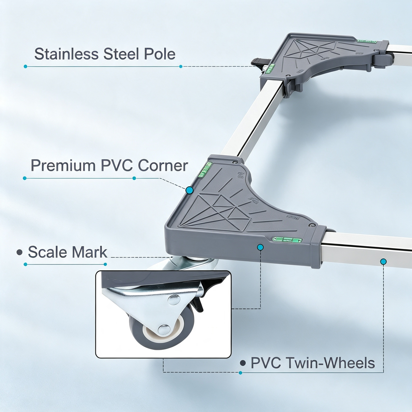 Adjustable Appliance Moving Base with Lockable Casters