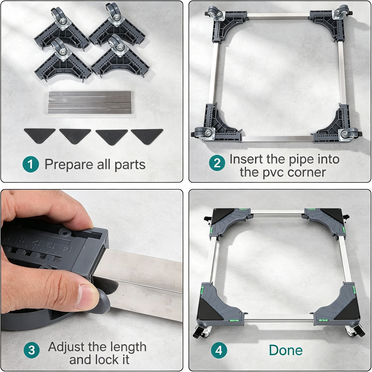 Adjustable Appliance Moving Base with Lockable Casters