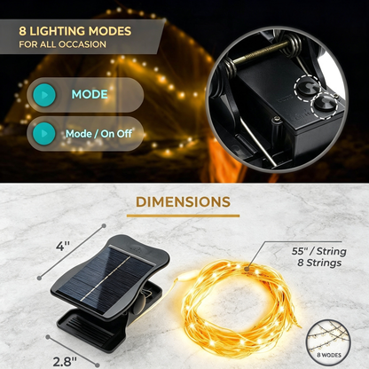 Clip‑on Solar Powered Umbrella String Lights