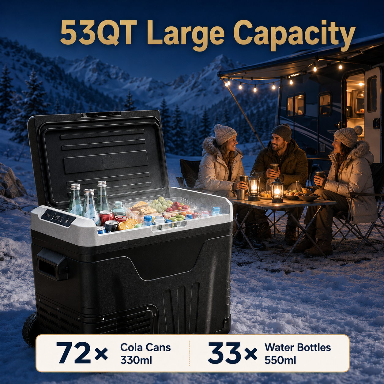MoodDwe™ 53QT Dual-Zone Fridge + FREE 100W Solar Panel