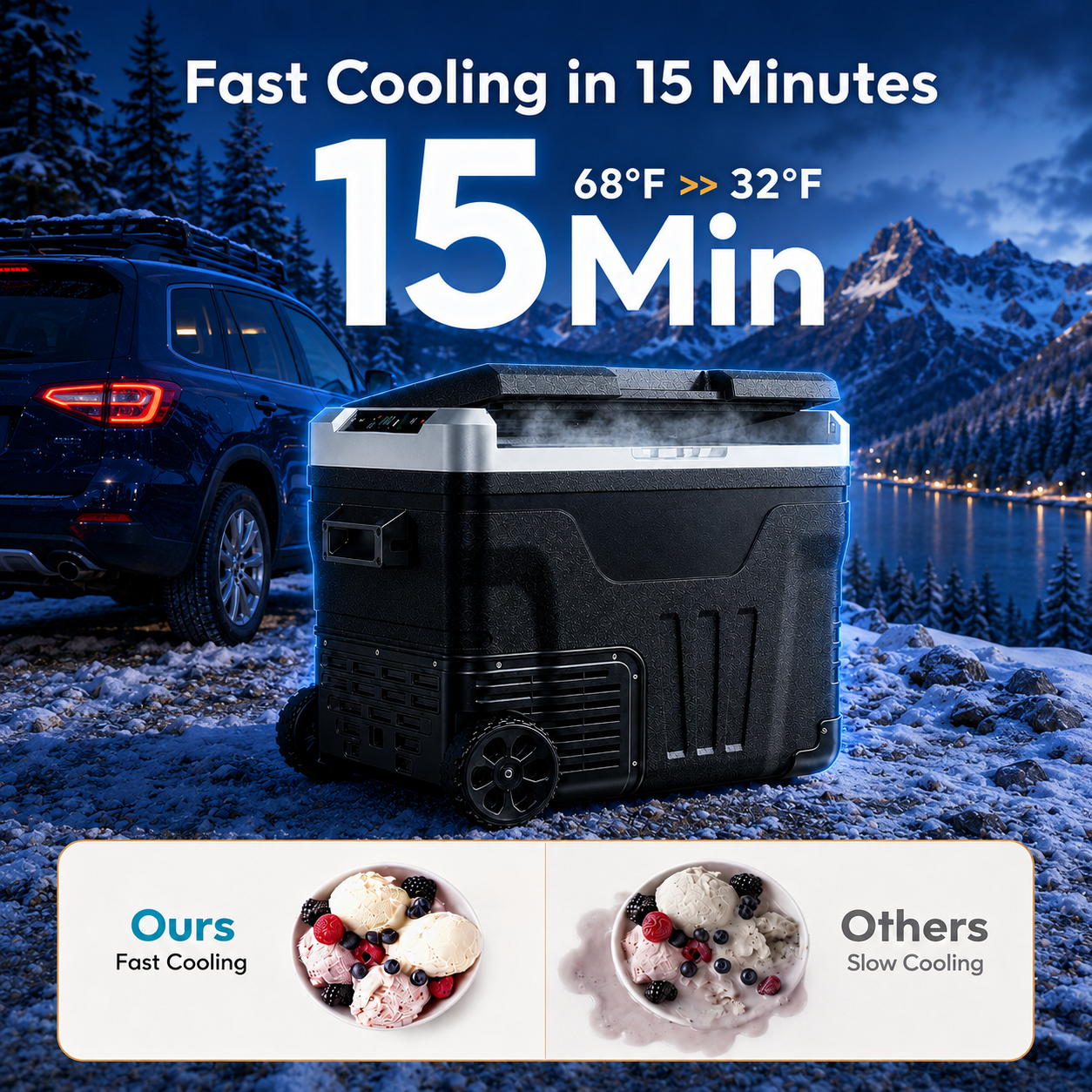 MoodDwe™ 53QT Dual-Zone Fridge + FREE 100W Solar Panel