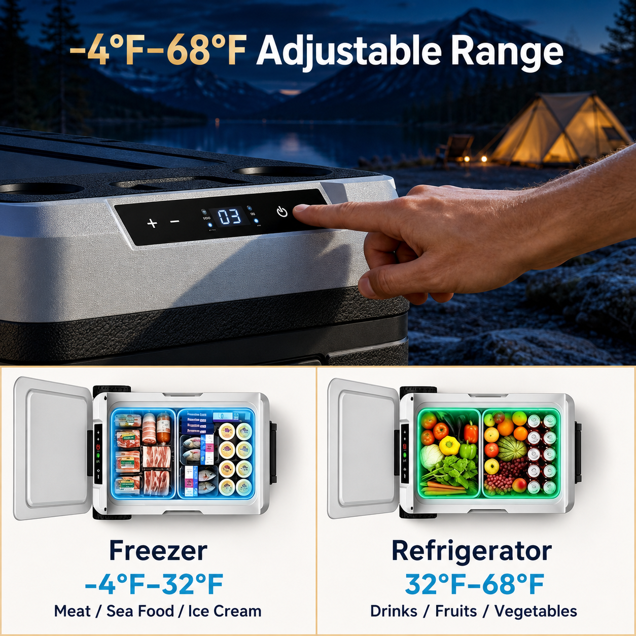 MoodDwe™ 53QT Dual-Zone Fridge + FREE 100W Solar Panel